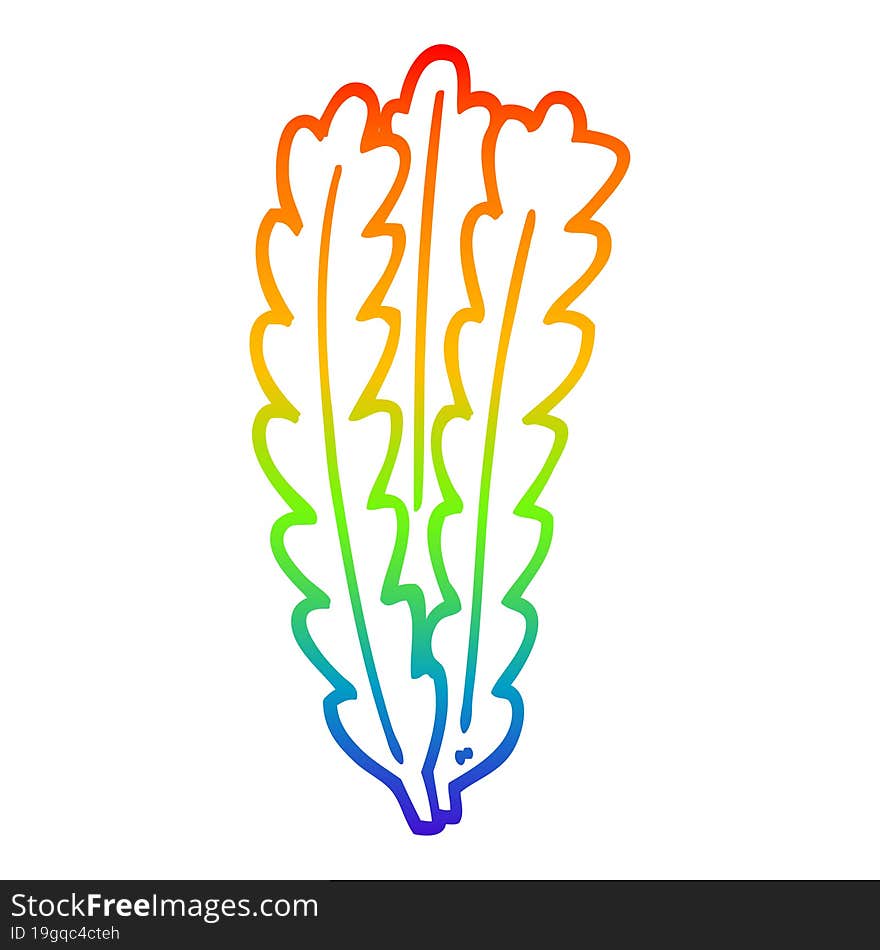 rainbow gradient line drawing cartoon green leaves