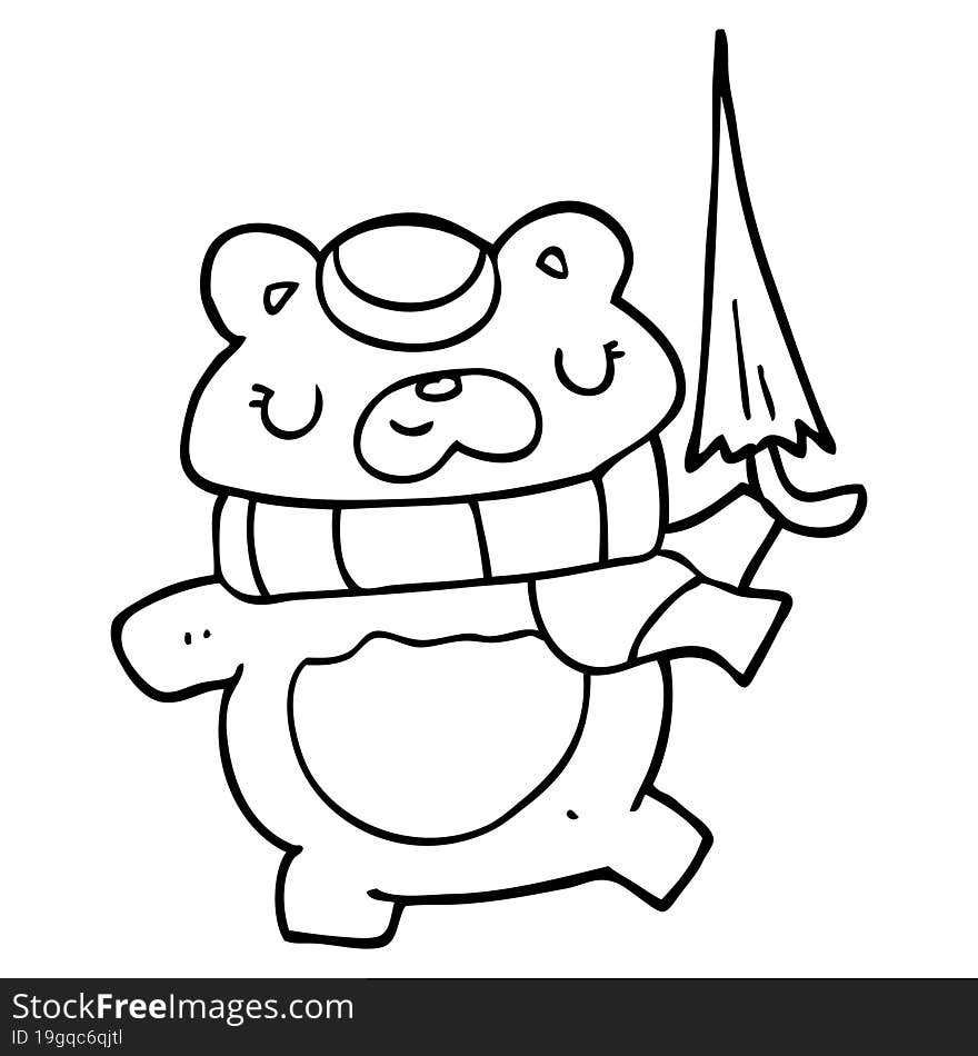 cartoon bear with umbrella