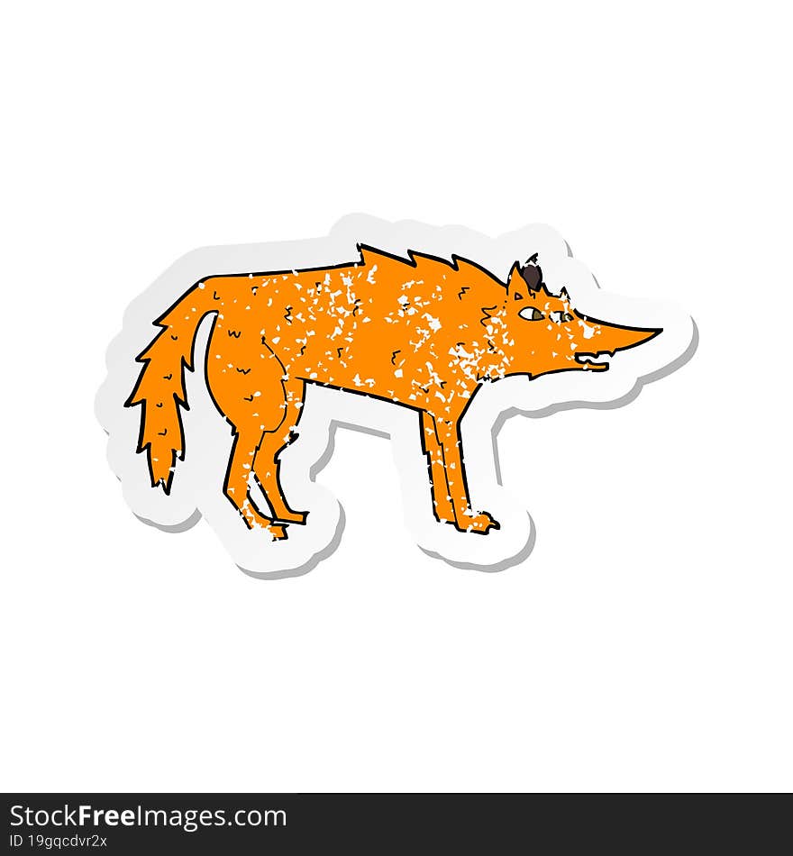 retro distressed sticker of a cartoon fox