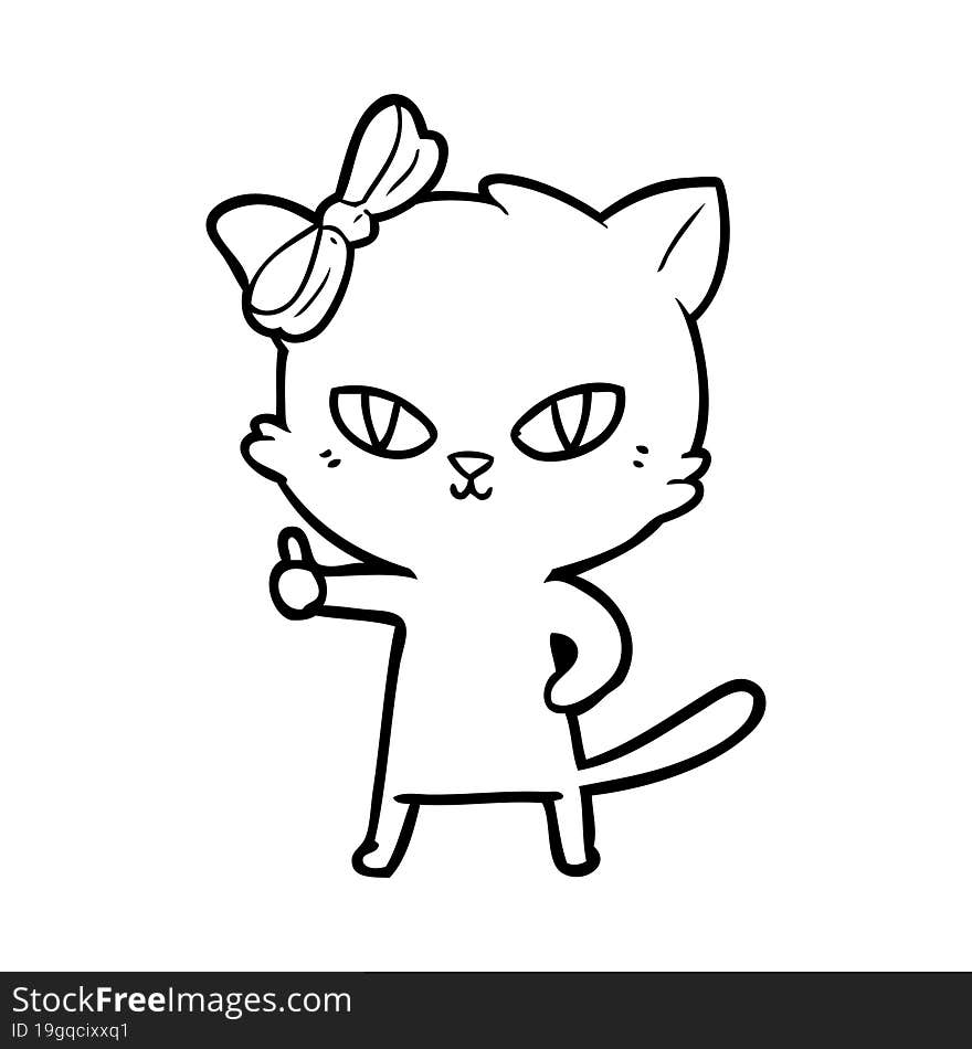 cute cartoon cat giving thumbs up symbol. cute cartoon cat giving thumbs up symbol