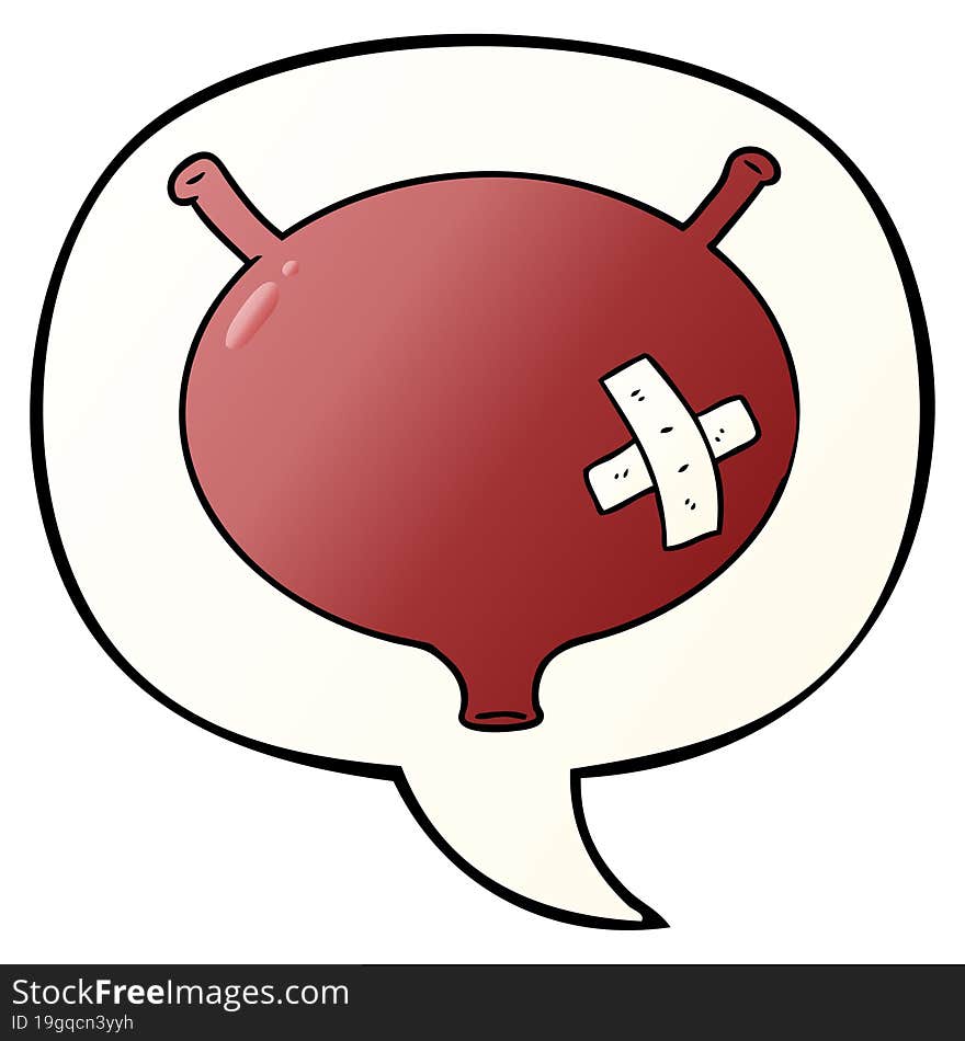 cartoon bladder and speech bubble in smooth gradient style