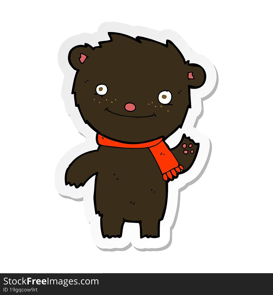 sticker of a cartoon cute black bear