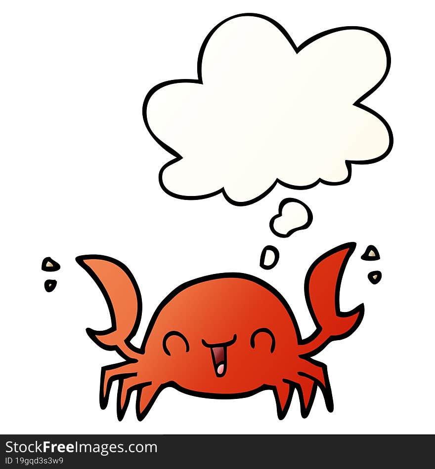 cartoon crab and thought bubble in smooth gradient style