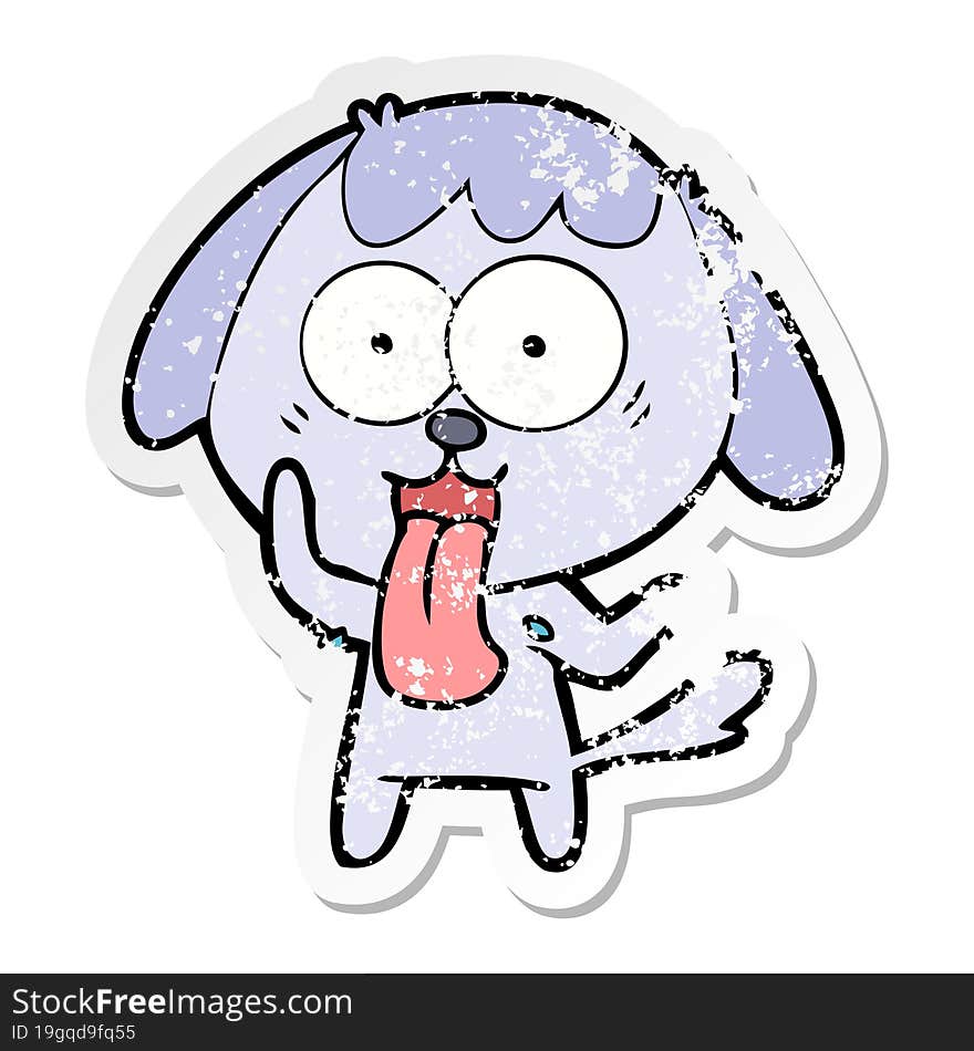 Distressed Sticker Of A Cute Cartoon Dog