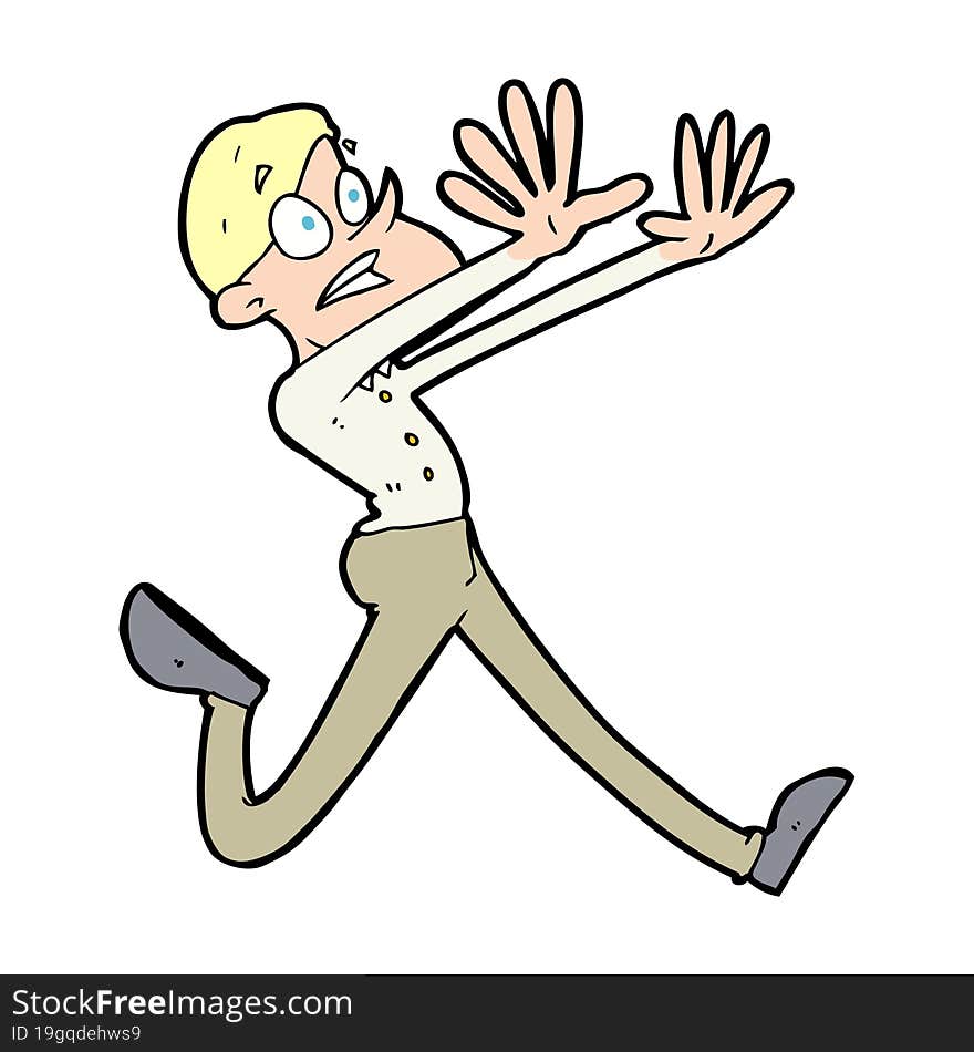 cartoon man running away