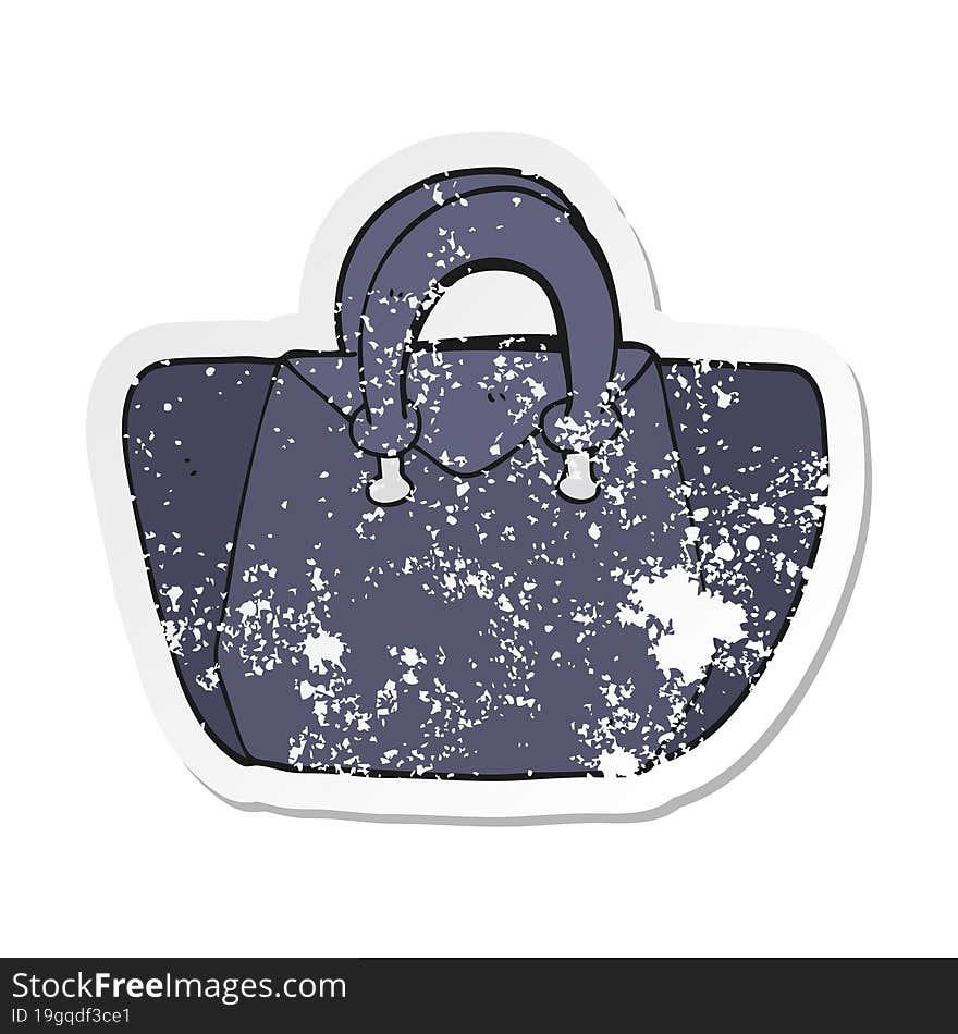 Retro Distressed Sticker Of A Cartoon Handbag