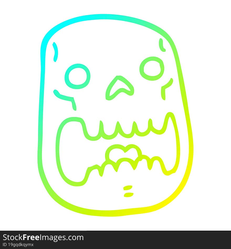 cold gradient line drawing cartoon halloween skull