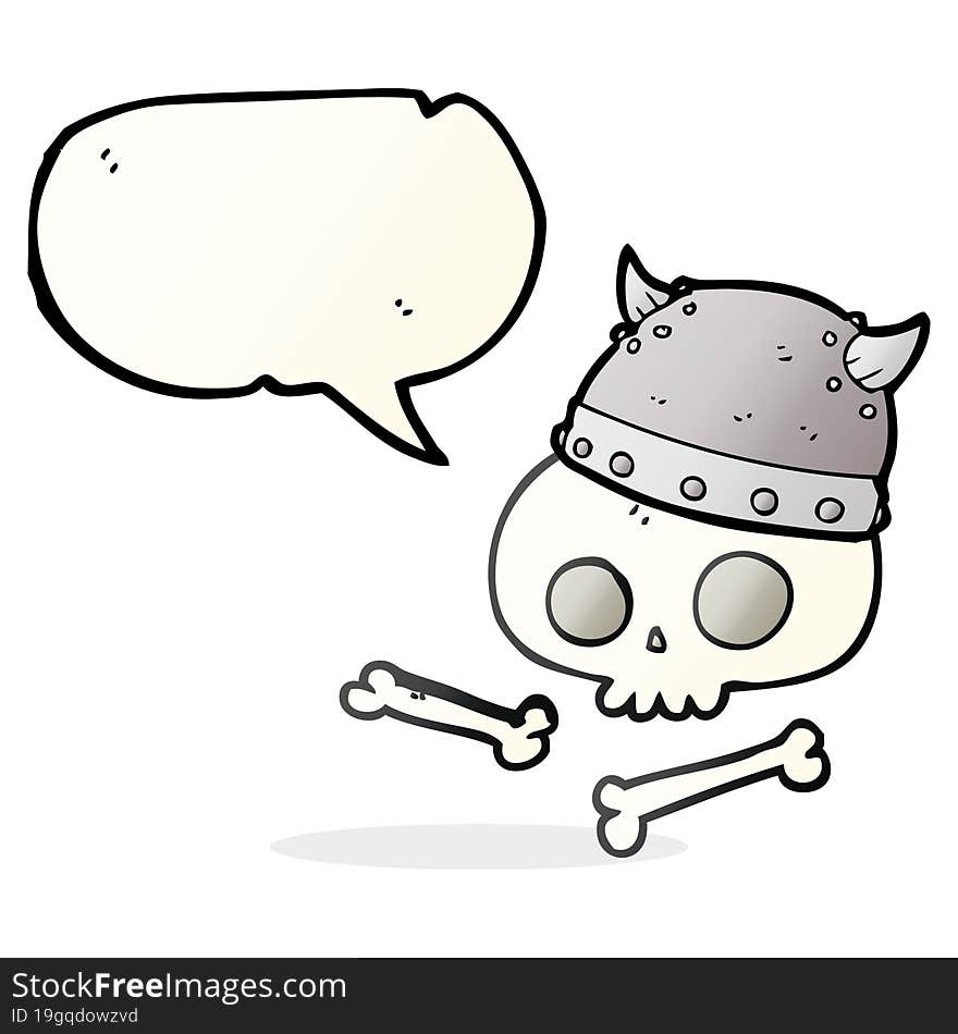 speech bubble cartoon viking helmet on skull