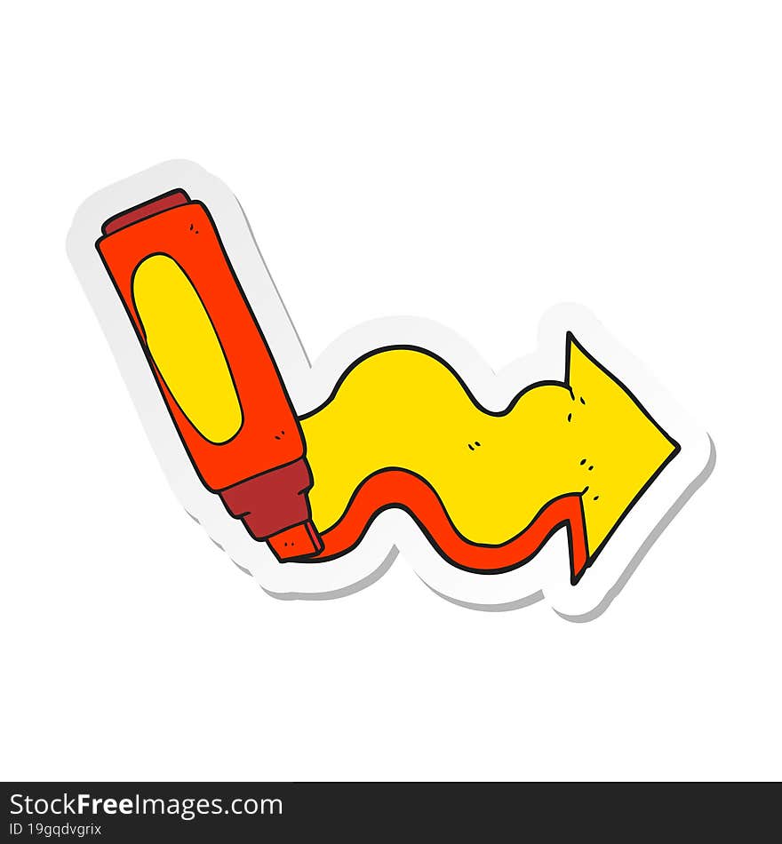 sticker of a cartoon marker pen drawing arrow