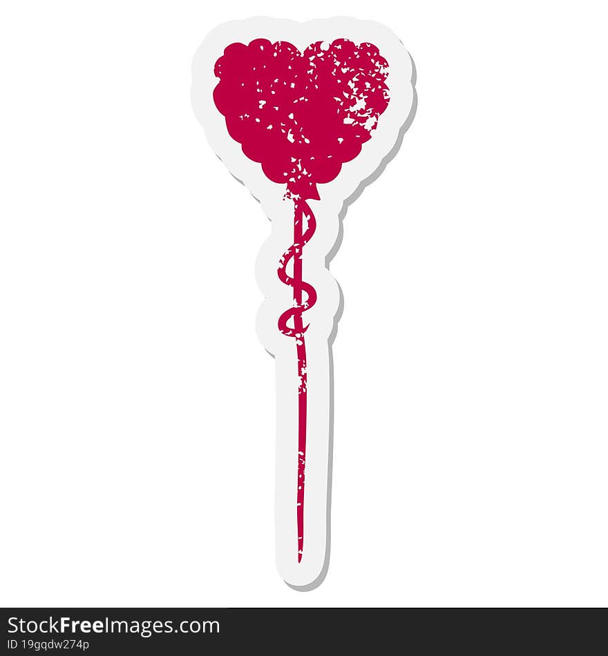 Valentine Balloon Grunge Sticker