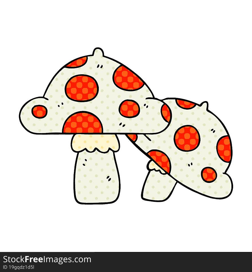 comic book style quirky cartoon toadstools. comic book style quirky cartoon toadstools