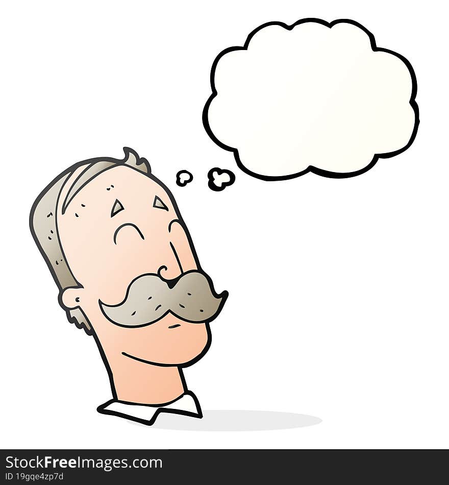 thought bubble cartoon ageing man with mustache