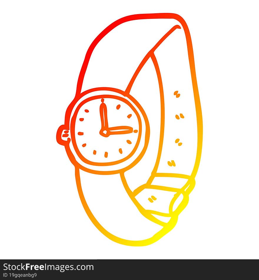 warm gradient line drawing cartoon wrist watch