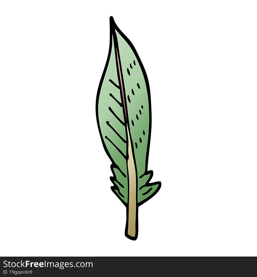 cartoon doodle green feather