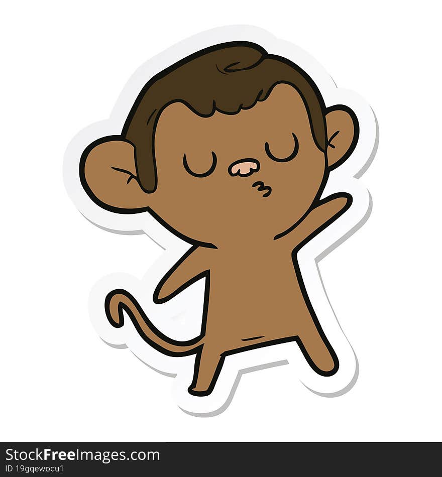 Sticker Of A Cartoon Monkey