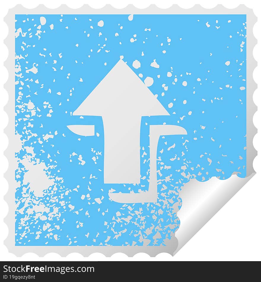 distressed square peeling sticker symbol pointing arrow