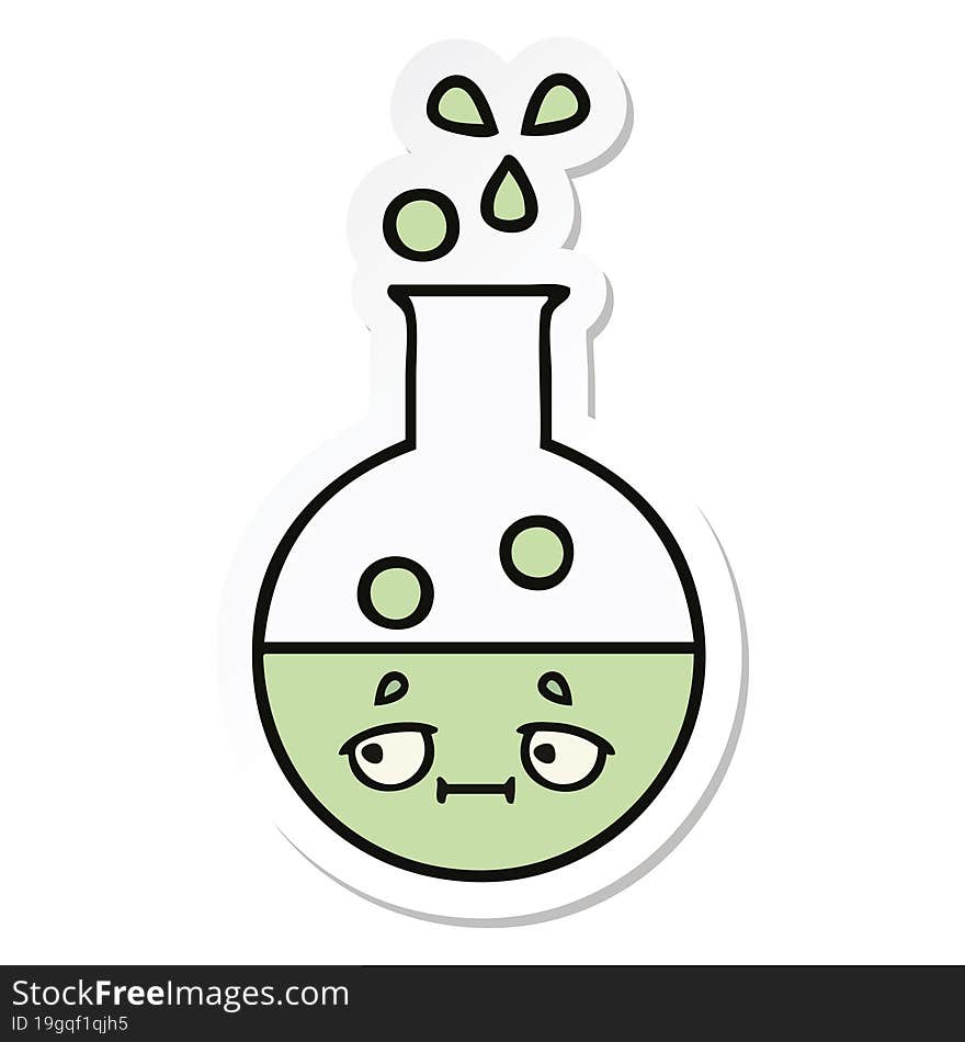 Sticker Of A Cute Cartoon Test Tube