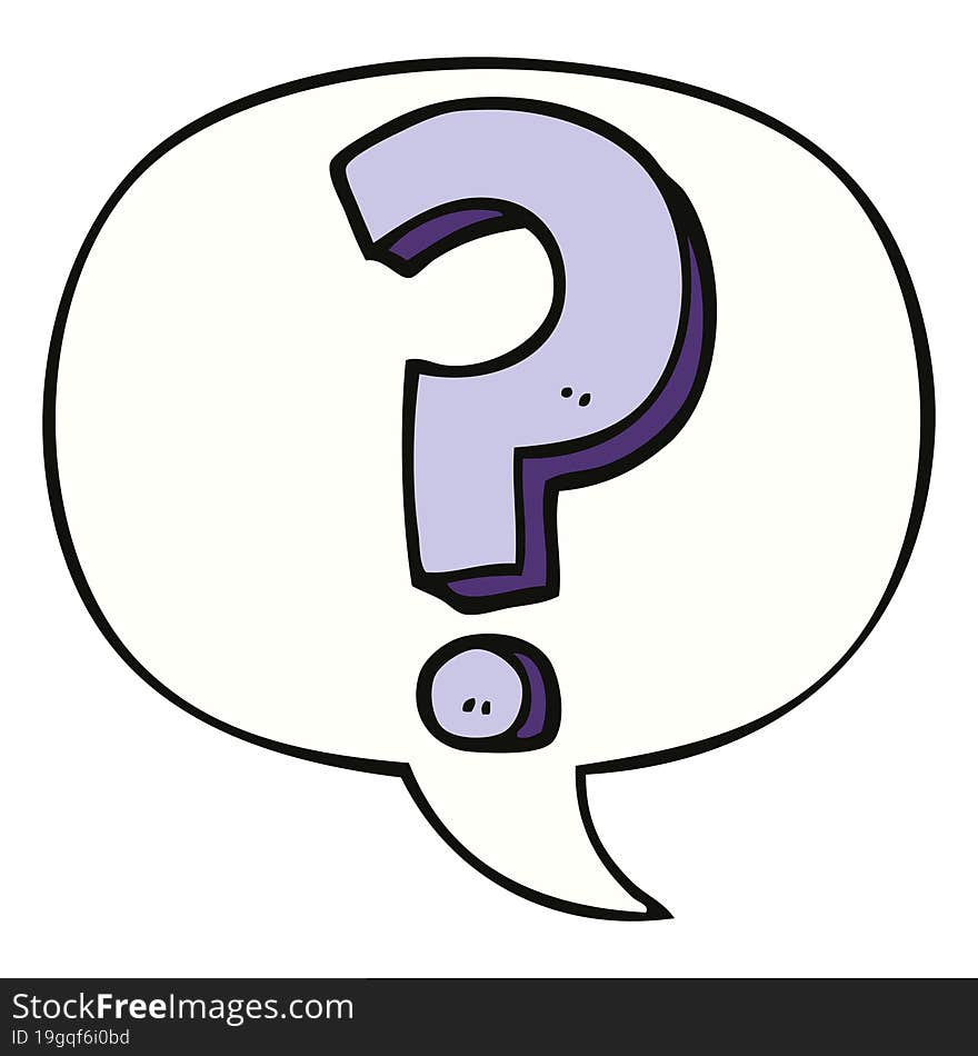 cartoon question mark with speech bubble. cartoon question mark with speech bubble