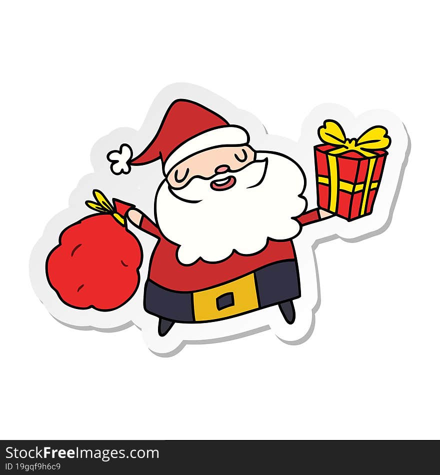 christmas sticker cartoon of kawaii santa