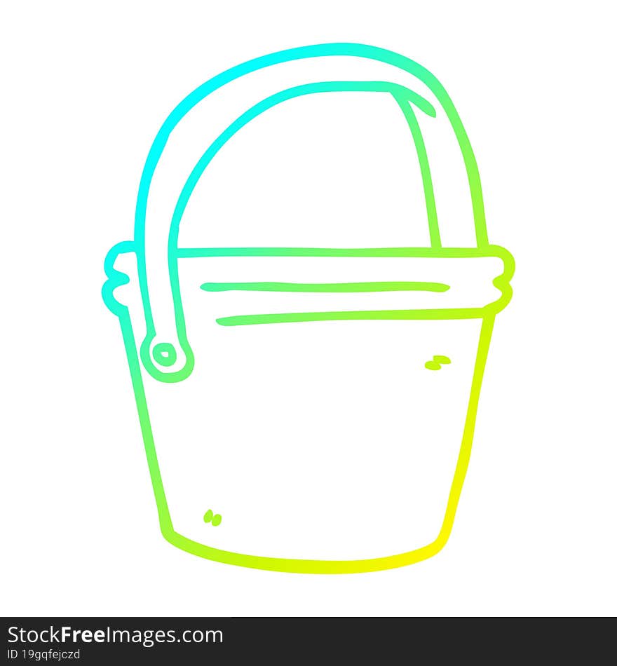 cold gradient line drawing cartoon bucket