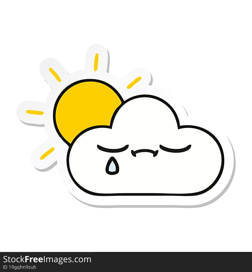 sticker of a cute cartoon sunshine and cloud