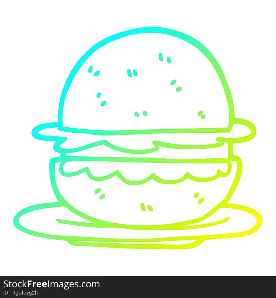 cold gradient line drawing cartoon burger