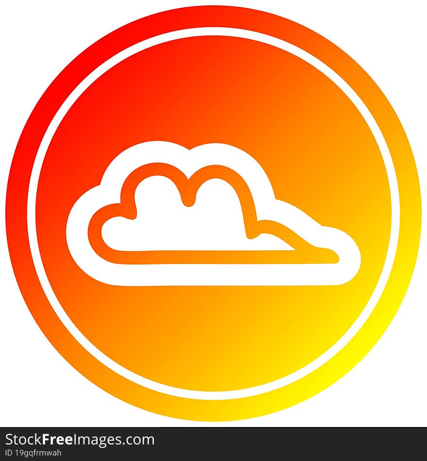 weather cloud circular icon with warm gradient finish. weather cloud circular icon with warm gradient finish