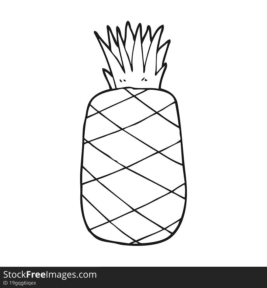 black and white cartoon pineapple