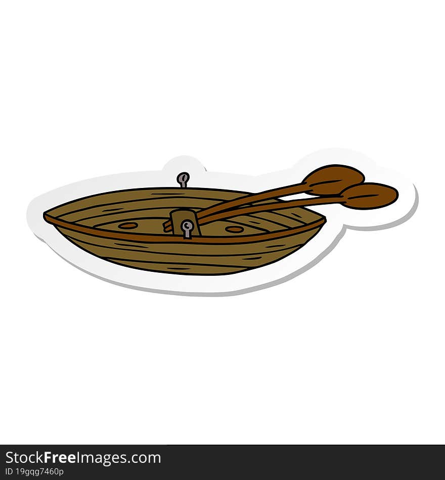 sticker cartoon doodle of a wooden boat