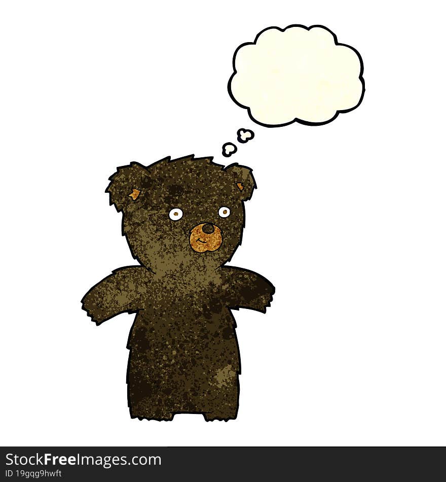 Cute Cartoon Black Bear With Thought Bubble