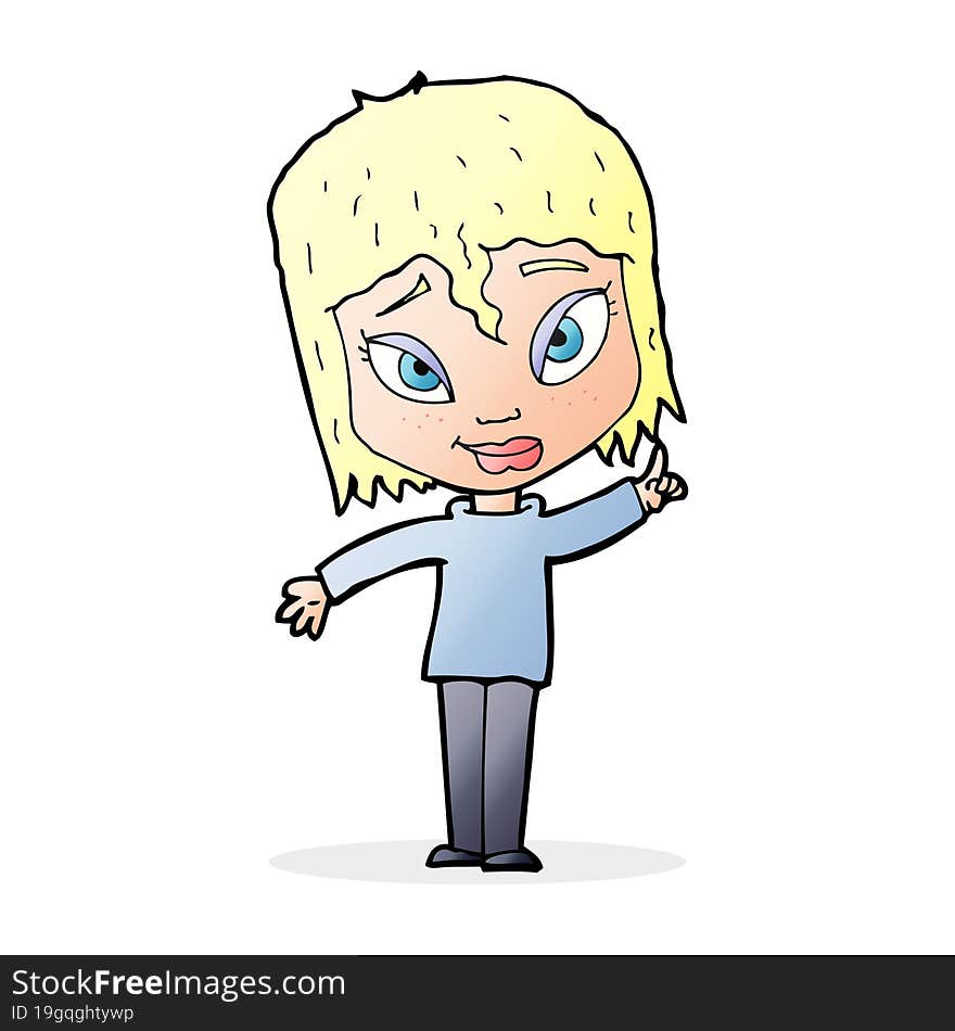 Cartoon Woman With Idea