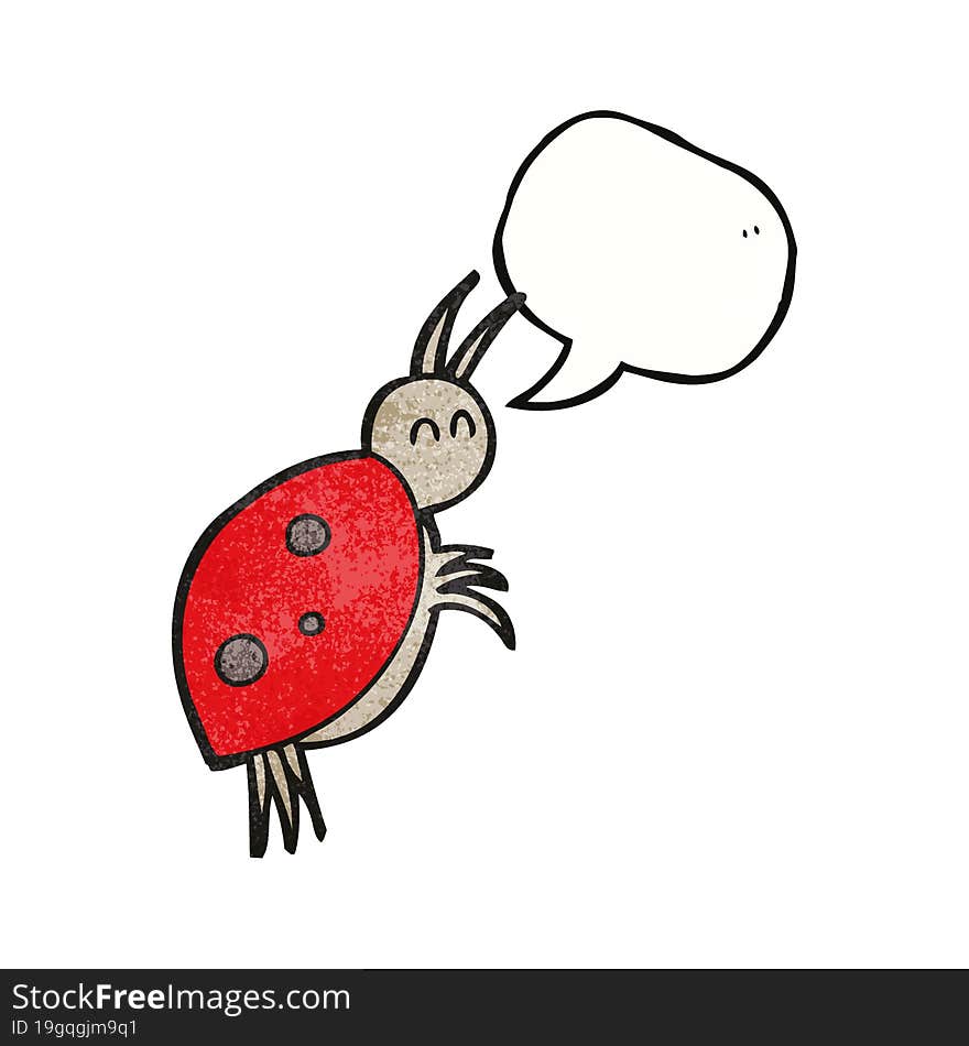 Speech Bubble Textured Cartoon Ladybug