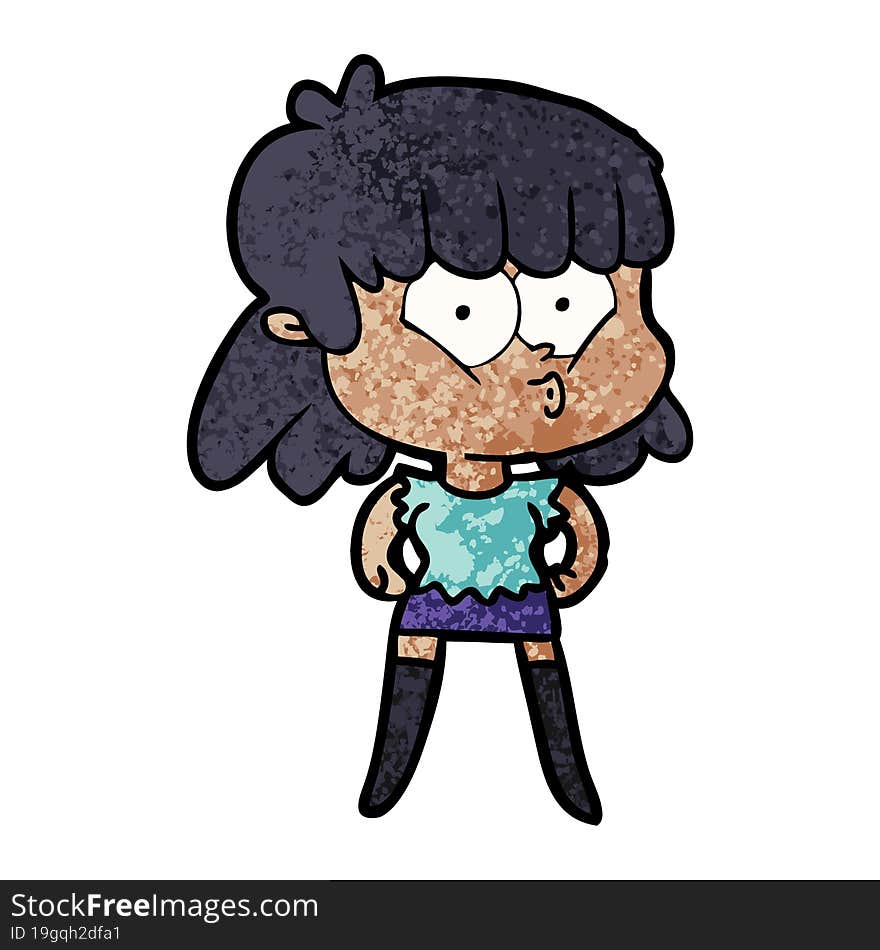 cartoon whistling girl. cartoon whistling girl