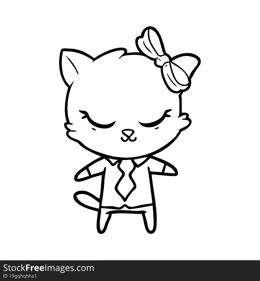 cute cartoon business cat with bow. cute cartoon business cat with bow