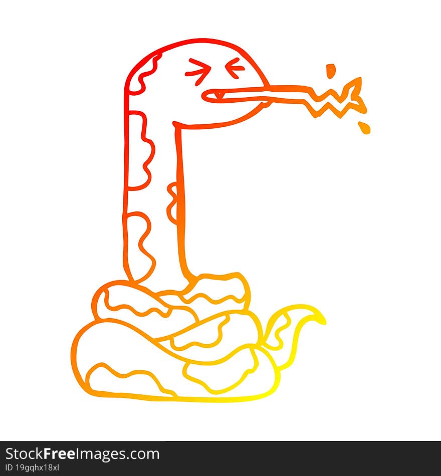 warm gradient line drawing cartoon hissing snake