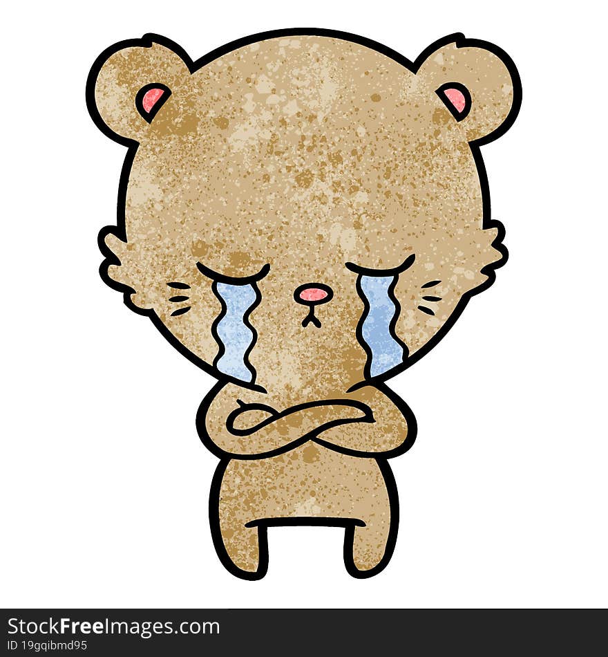 crying cartoon bear with folded arms. crying cartoon bear with folded arms