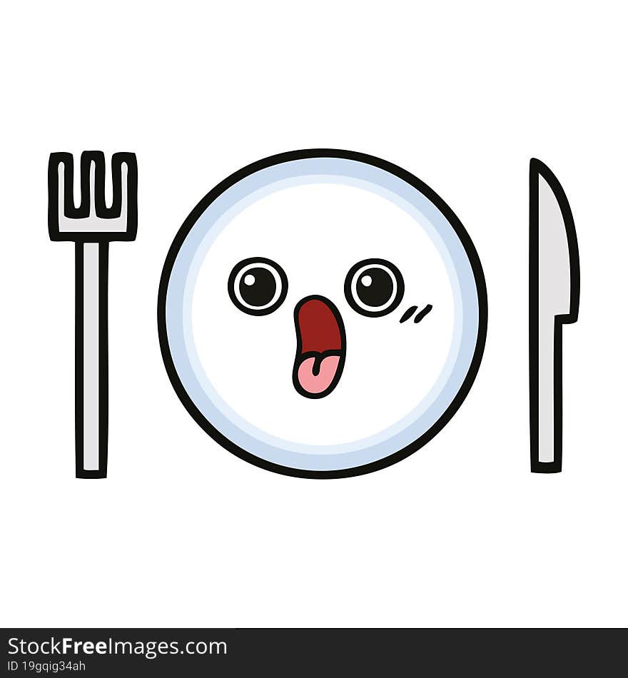 cute cartoon of a dinner plate. cute cartoon of a dinner plate