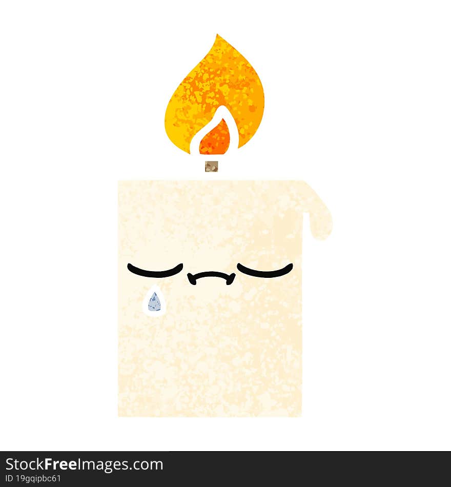 Retro Illustration Style Cartoon Lit Candle