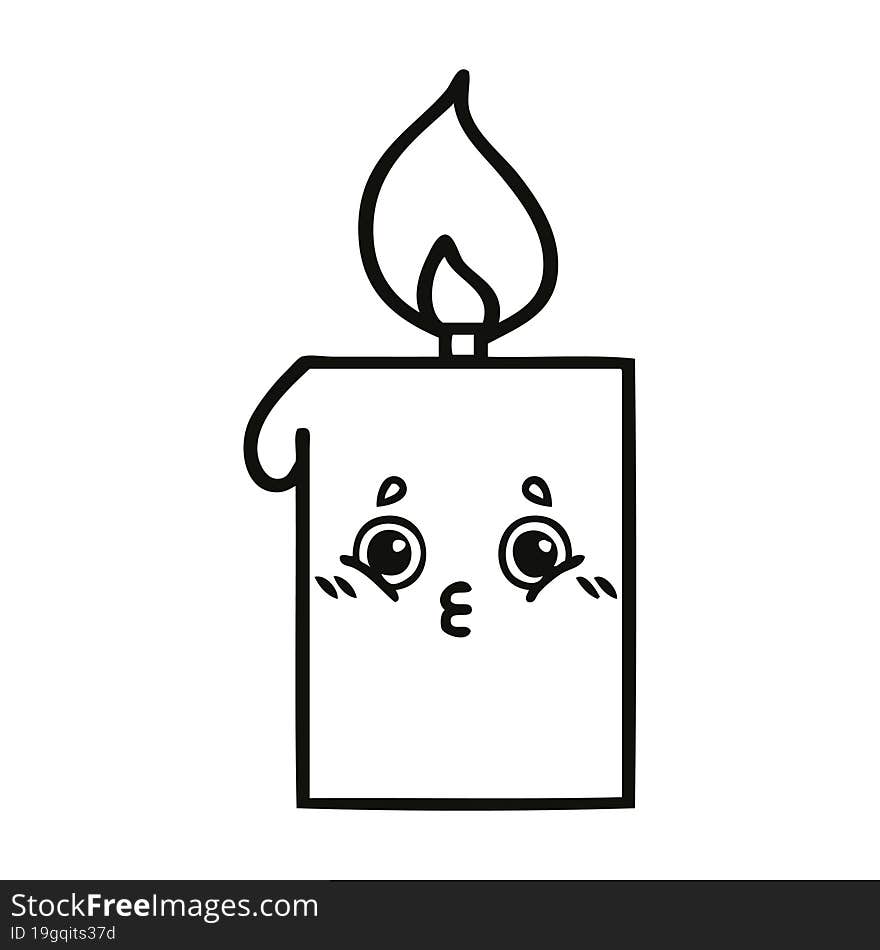 line drawing cartoon of a lit candle