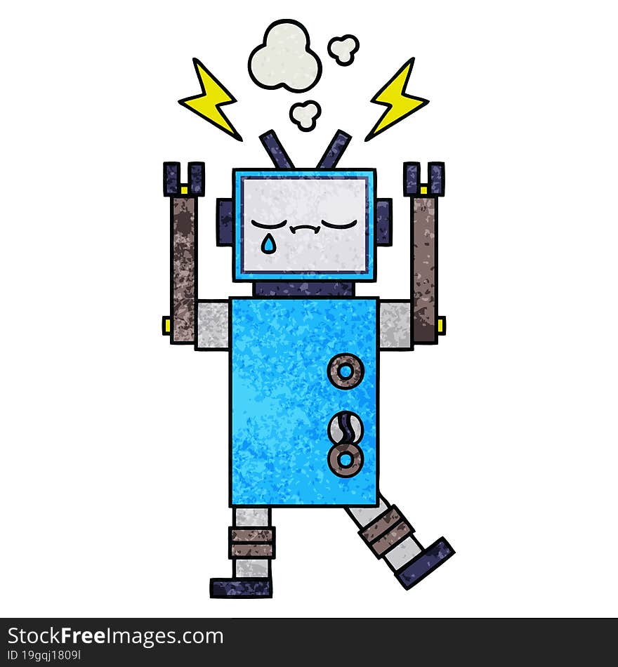 Retro Grunge Texture Cartoon Robot