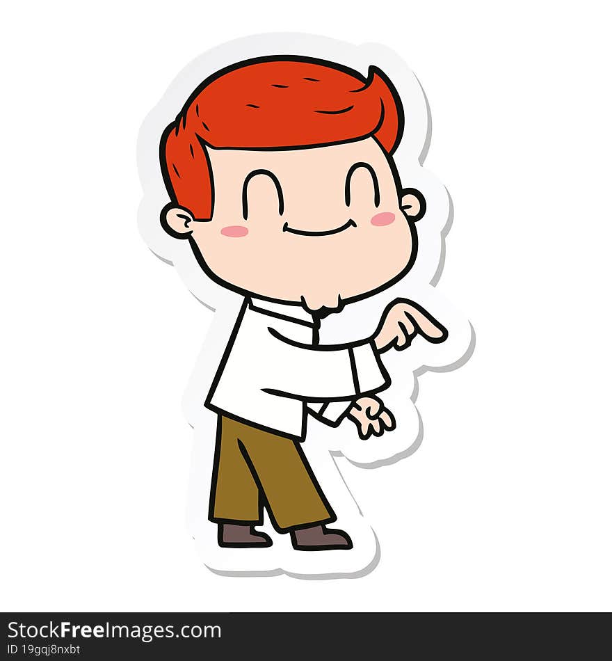 sticker of a cartoon friendly man