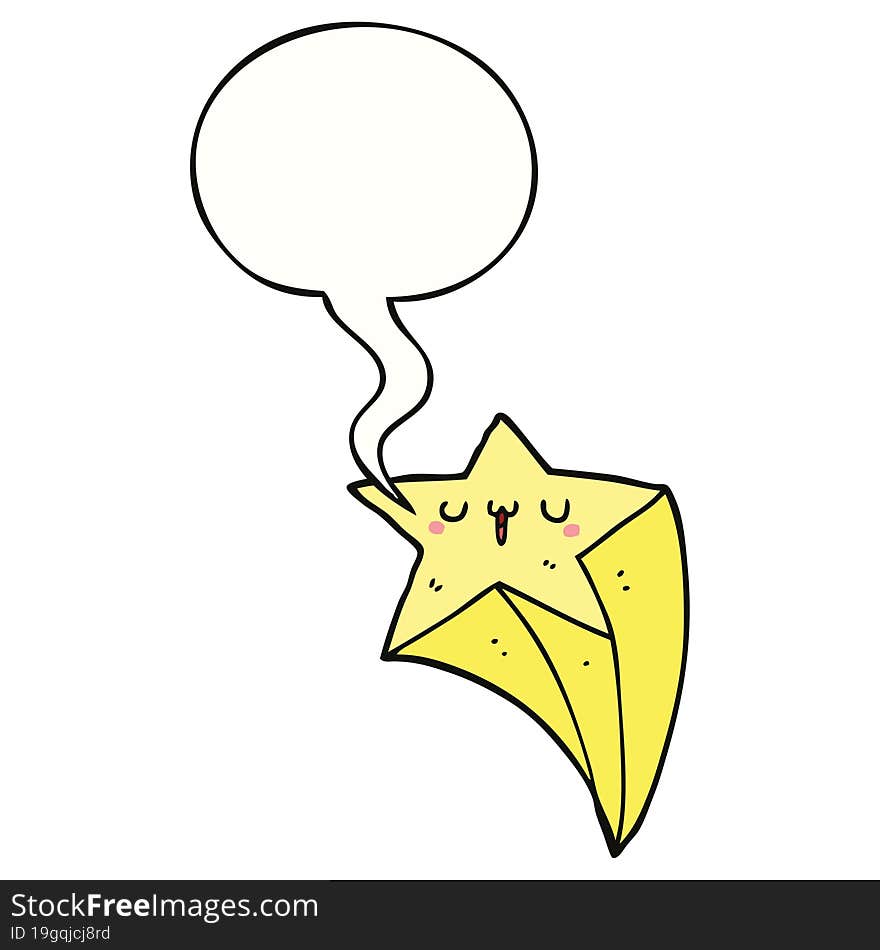 cartoon shooting star and speech bubble