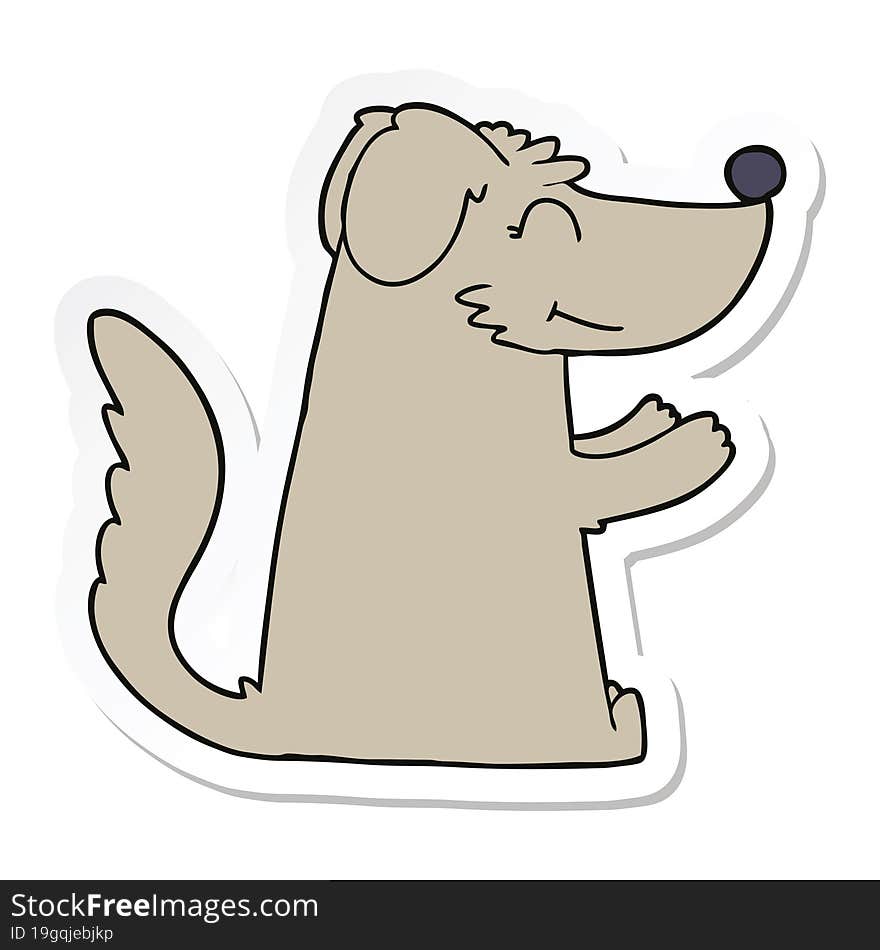 sticker of a happy cartoon dog