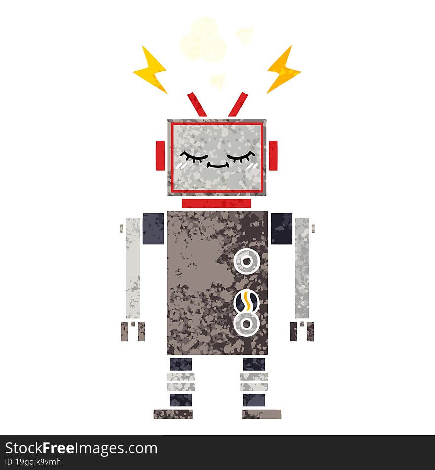 retro illustration style cartoon of a dancing robot