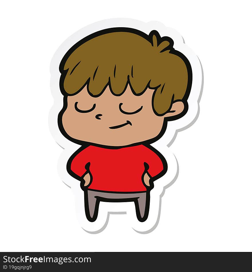 sticker of a cartoon happy boy