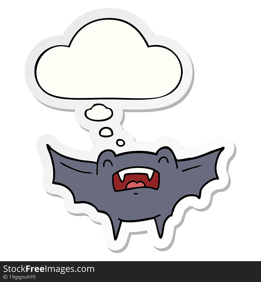 cartoon vampire bat and thought bubble as a printed sticker