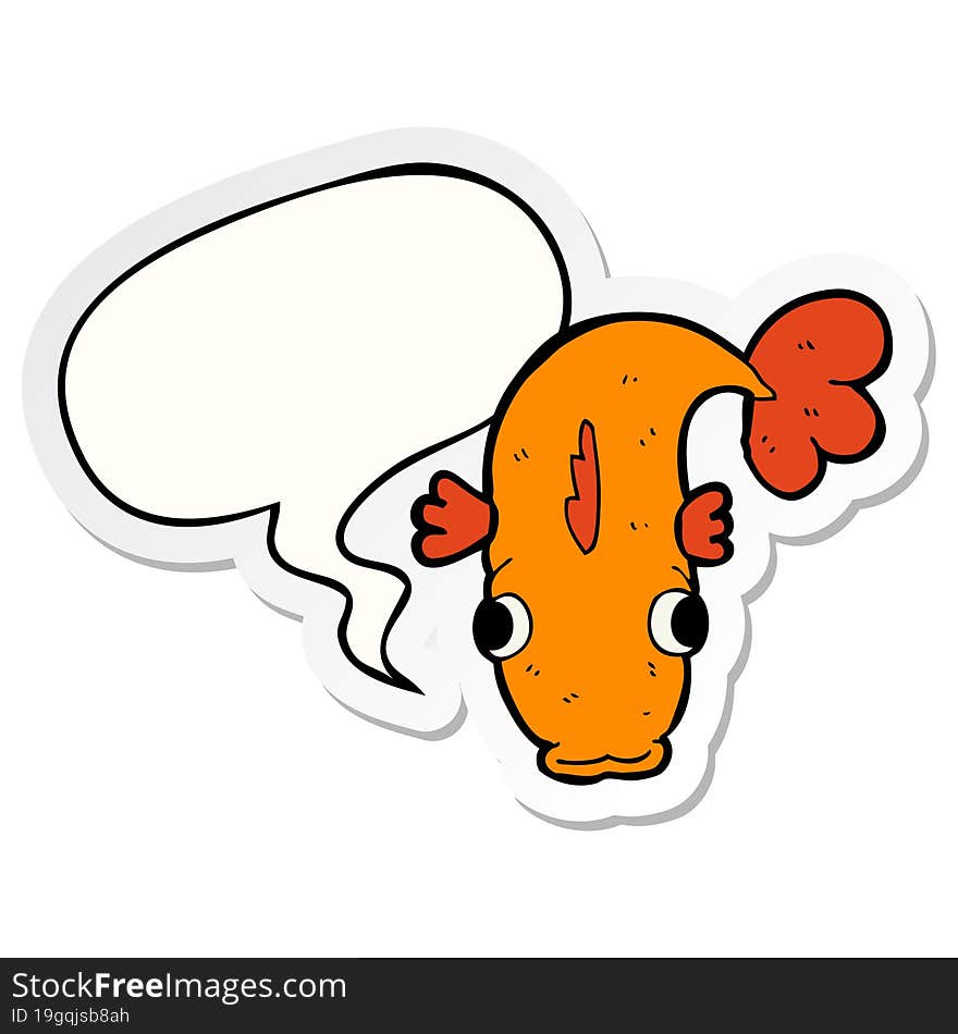 cartoon fish and speech bubble sticker