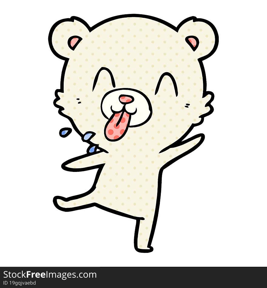 rude cartoon polar bear sticking out tongue. rude cartoon polar bear sticking out tongue