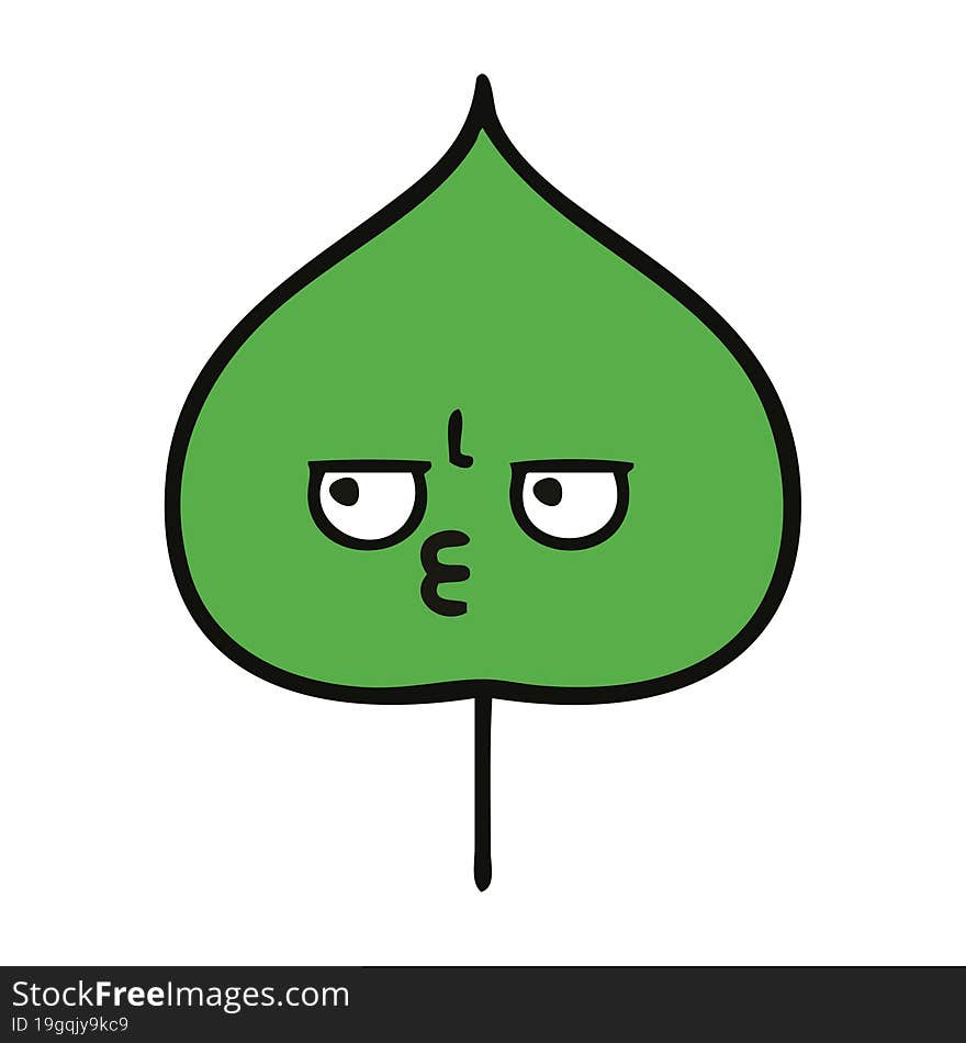 cute cartoon of a expressional leaf