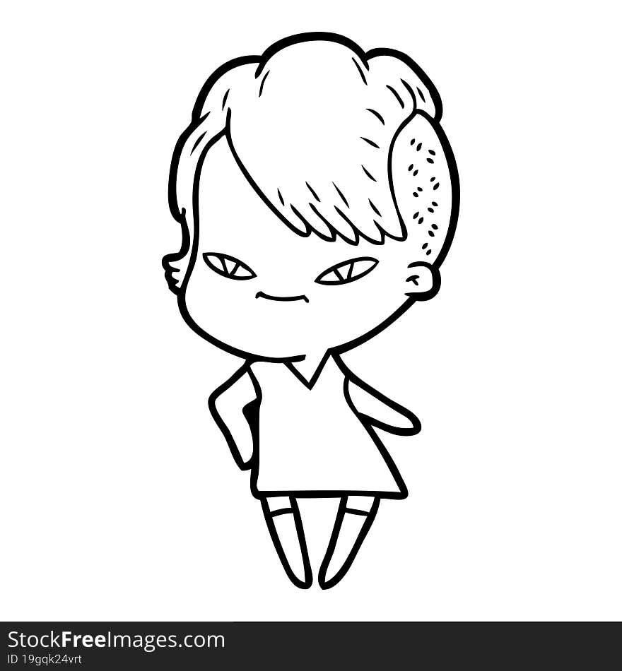 cute cartoon girl with hipster haircut. cute cartoon girl with hipster haircut